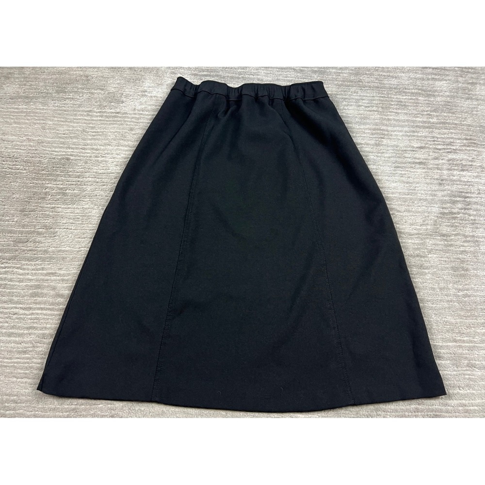 Bend‎ Over Skirt Women 12 Black A-Line Midi Elastic Waist Solid Career 55920E